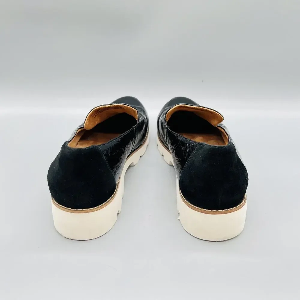 Vionic Shoes Womens 7 Black Patent Leather Kensley Loafers Lug Sole Comfort